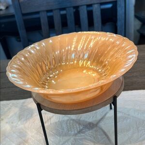 Fire King Anchor Hocking Peach Luster Swirl Glass Bowl Vintage 1950’s